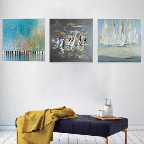 Landscape Poster Abstract Sailboat Canvas Painting Farmhouse Wall Decoration Art Picture Bedroom Noframe