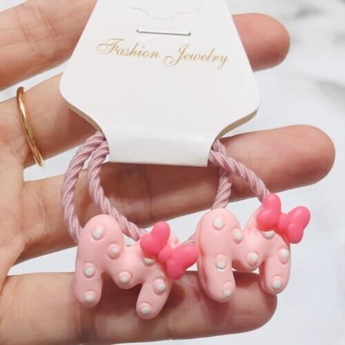 2Pcs Wave Point Bow Girls Elastic Hair Bands Ponytail Holder Hair Ties Headband Scrunchie Hair Accessories for Children