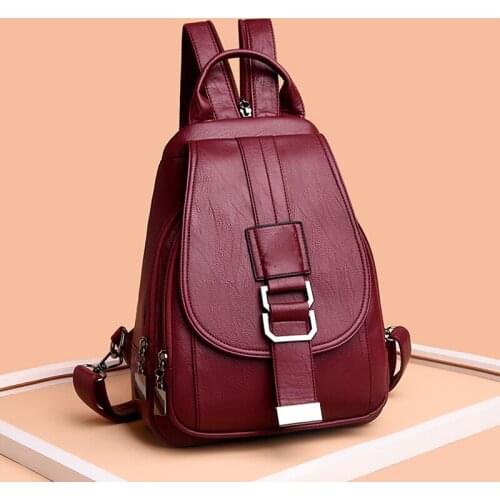Luxury Backpack For Women Soft PU Leather Backpack Travel Large Capacity School Bag Fashion Brand Female Business Knapsack bolso