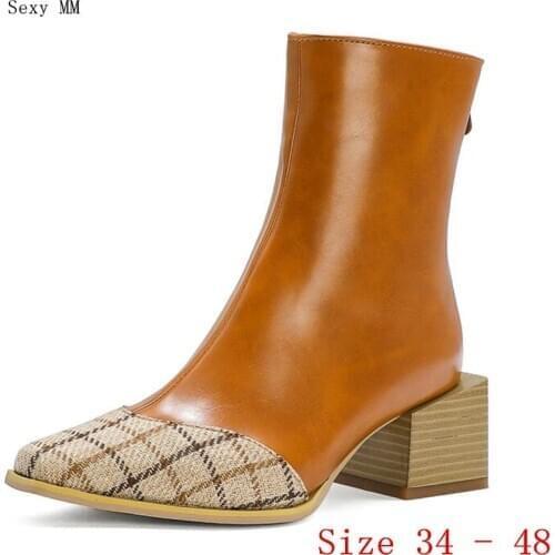 Spring Autumn High Heels Ankle Boots Women Short Boots Ladies Shoes botas botte femme Plus Size 34 - 40 41 42 43 44 45 46 47 48