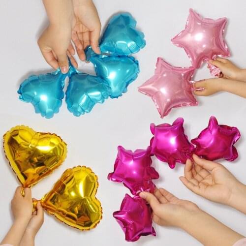 20PCS 5inch Star Aluminum Foil Balloons Heart Shape Wedding Cake Decoration Colorful Balloon Birthday Party Baby Shower Supplies