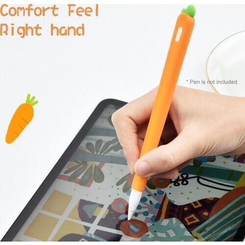 Cartoon Carrot Shape Silicone Stylus Pen Protective Cover for Apple Pencil 1/2