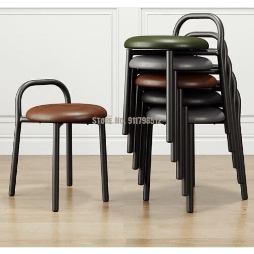 Nordic creative personality fabric home low stool modern minimalist dining chair makeup stool thickened round stool leisure stoo