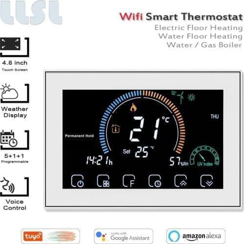 95-240VAC Tuya WiFi Heating Thermostat for Water / Electric Floor Heating /Gas Boiler,Works with Alexa Google Home