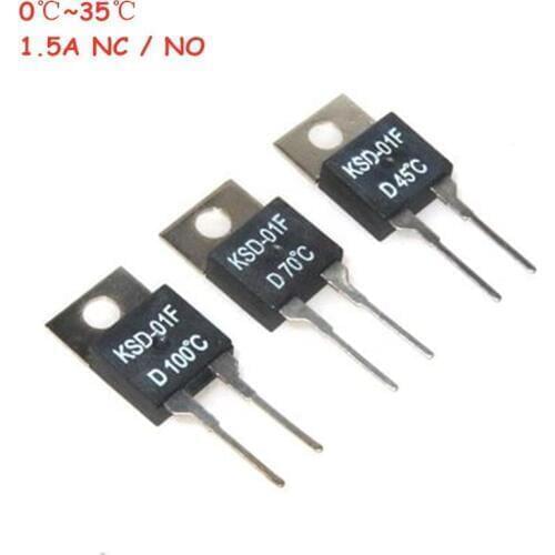 0 5 10 15 20 25 35 DegC NC Normally Closed NO Normally Open 1.5A Thermal Switch Temperature Sensor Thermostat KSD-01F JUC-31F