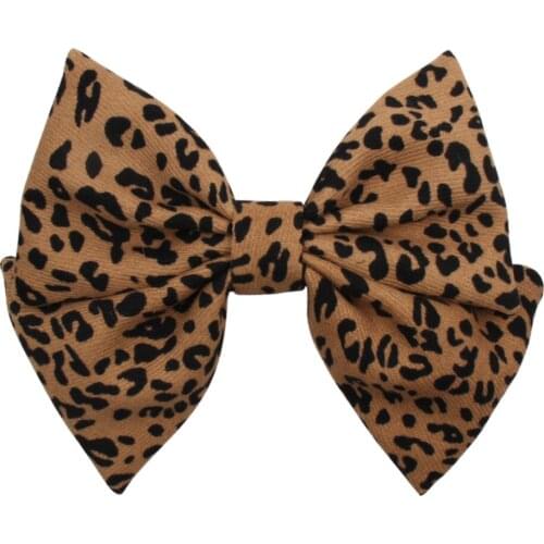10 PCS/LOT, Vintage Leopard Hair Bow Clips 6 inch Girls French Ponytail Clips Brarrettes For Women Headwear