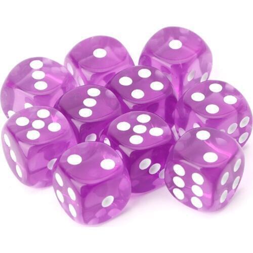 10pcs Six Sided 15mm Transparent Cube Round Corner Portable Table Playing Games