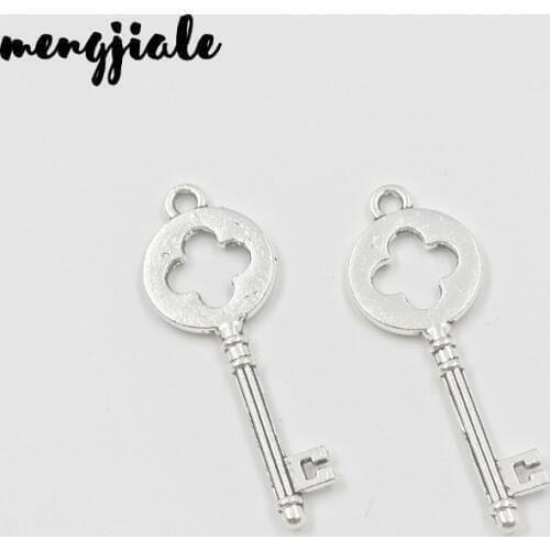 14 pcs/lot Zinc Alloy Antique Silver Plated Key Charms Pendant for Necklace Diy Jewelry Making Accessories 40*14mm
