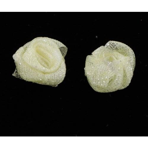 20 Pieces Yellow Chiffon Flowers Supply Craft To Make DIY Hair Headband