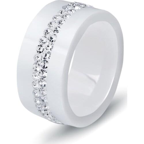 2021 Sale Fashionable and simple ladies jewelry Crystal from Swarovskis Creative Genuine Infiniti Black and White Ceramics Ring