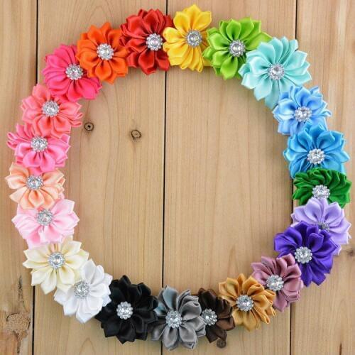 30 color for choose 1.5" mini satin ribbon multilayers flowers Girls Hair Accessories free shipping