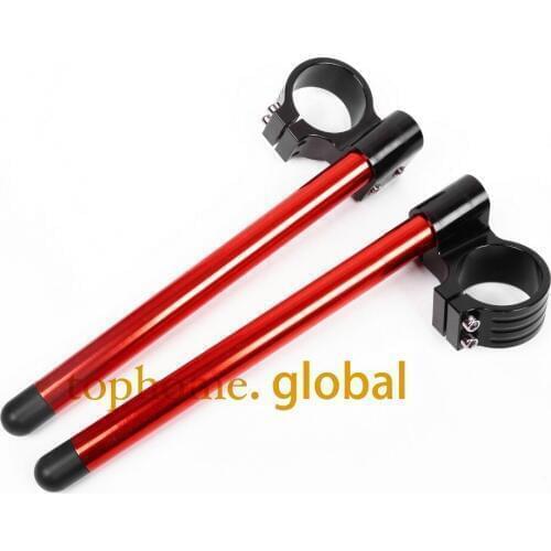 43mm Riser Motorcycle Universal Racing CNC higher Raised Clip on Ons clipon Fork Handle Bars handlebars One pair Black&Red