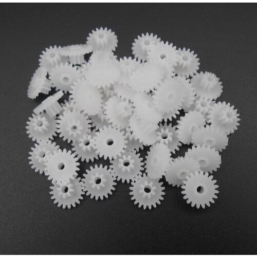 50PCS X 0.5 Modulus 0.5M Double Gear Reduction Bilayer Gears 20 Teeth + 8 Teeth Aperture 2.05mm 2B Loose Fitting 20T + 8T *FD930
