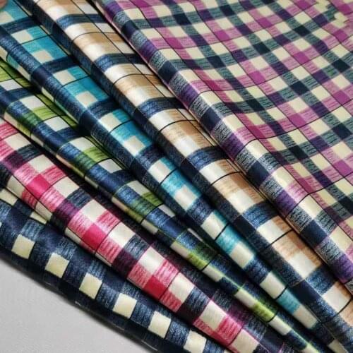 Classic Print Satin Check Soft Fabric DIY Material for Craft Ribbon Scarf