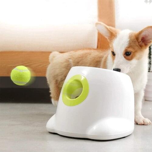 Launcher Automatic Thrower Machine Interactive Dog Ball Hyper Fetch Tennis Ball 3/6/9m Section Emission with 3 Balls Pet Toys