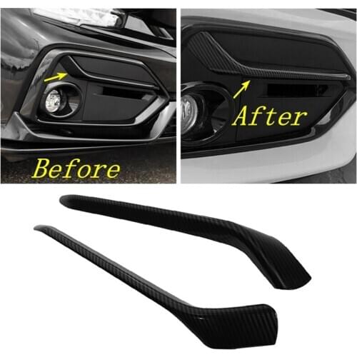 For Honda Civic Hatchback 2019-2020 Carbon Fiber Front&Rear Fog Light Lamp Cover Trim Molding Bezel Garnish Stickers