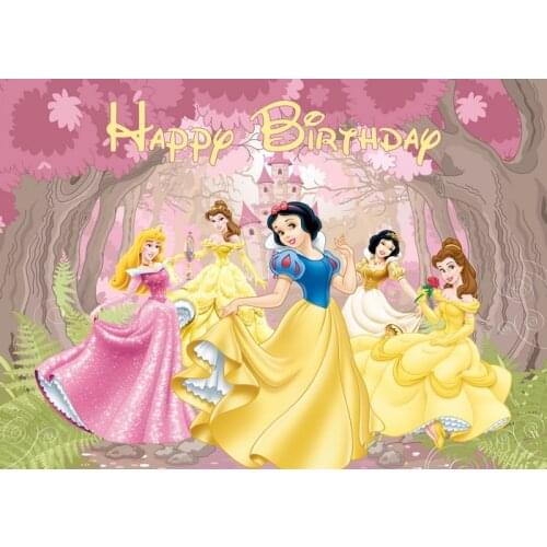 Disney Princess Birthday Party Background Cloth Decoration Supplies Photo Poster Wall Decoration Girl Birthday Gift