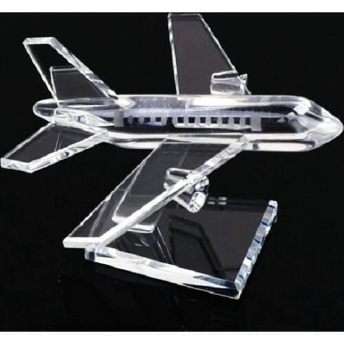 Delicate Crystal Glass Airplane Model Small Plane Aircraft Art Office Decoration Child Gift