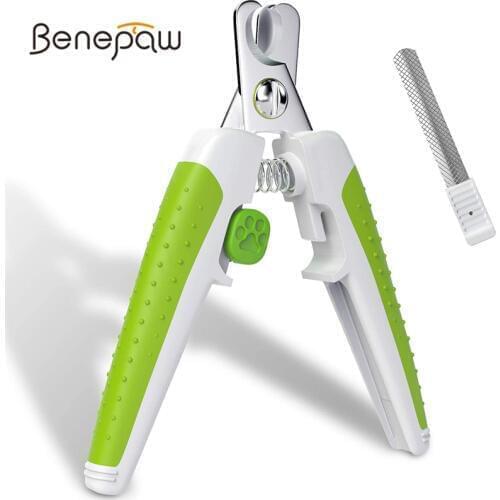 Benepaw Nonslip Handles Dog Nail Clippers File Professional Durable Safety Guard Pet Nail Cutter Lock Switch Puppy Grooming Tool