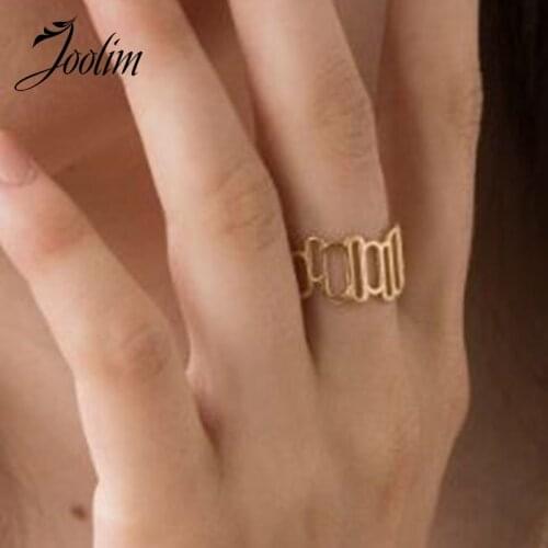 Joolim Gold Finish Contourist Hollow Stainless Steel Rings 2021 Jewelry