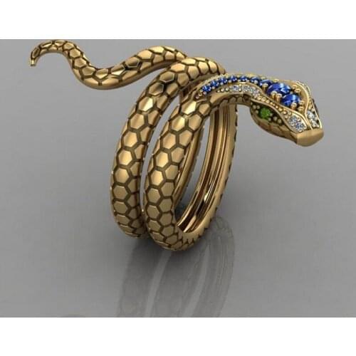 Women Men Snake Finger Ring Animal Snake Crystal Ring for Gift Party Fashion Jewelry Size 6/7/8/9/10 High Quality
