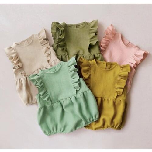 Baby Girl Bodysuits Princess New born Baby Clothes For 0-2Y Ruffles Sleeves Vintage Jumpsuit outfits Summer Baby Girls Clothes