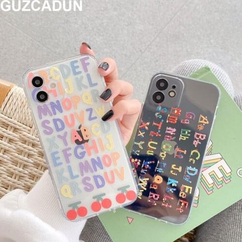 Cute Color Alphabet Pattern Phone Cases for Iphone 12 Pro Max Mini Xr Xs Max 11 Pro Max 7 8 Plus X Clear Soft TPU Silicon Cover