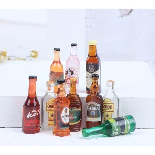 10Pcs 1/12 Mini Resin Dollhouse Miniature Wine Bottles Dolls Drink Simulation Furniture Model Toys Dollhouse Accessories