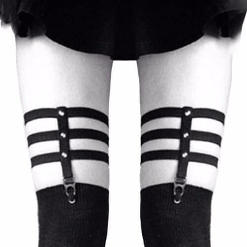 Fashion Cosplay Sexy Suspender Belt Girls Harajuku Punk Gothic Garter Bet Women Elastic Rivets Thigh Leg Ring Garter