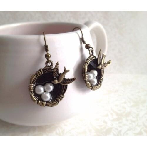 Trend Fashion Gold Bird Nest Animal Earrings Golden Jewelry Vintage Creativity Gifts For Women