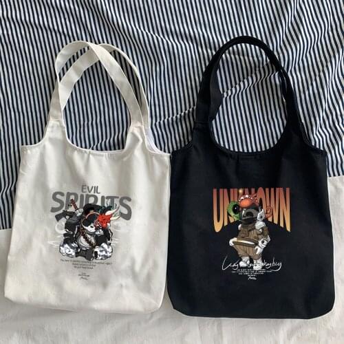 Cartoon Shopping Bags Girls Japanese Anime Graphic Fashion Casual Pacakge Hand Bag Harajuku Ulzzang Canvas Shoulder Bag Reusable