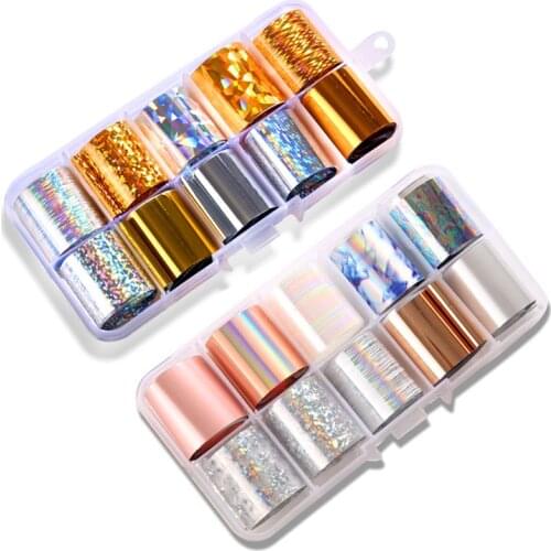 Nail Foil Set Transparent AB Color 2.5*100cm Nail Art Transfer Sticker Manicure DIY Nail Adhesive Decals