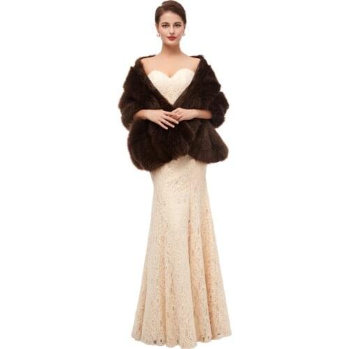 WOWBRIDAL Warm Faux Fur Winter Bridal Cape Wedding Cloaks Party Wraps Jacket Wrap Boleros De Encaje Boleros De Mujer