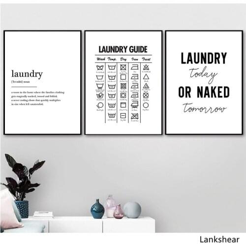 Laundry Today Room Wall Decor Laundry Symbols Guide Art Canvas Painting Print Poster Laundry Room Wall Picture Decoration