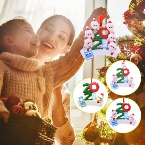 2021 New Mask Theme Resin Christmas Embellishments Home New Year Party Bauble Decoration 1pcs