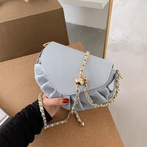 2021 New Pleated Soft Leather Saddle Bag Luxury Fashion High Quality Womens Chain Small Shoulder Bag