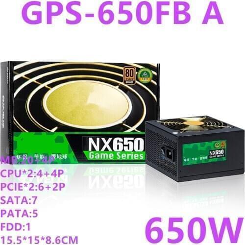 New PSU For Delta NX650 80plus Bronze Full Voltage Mute Power Supply for Game Host Rated 650W Peak 750W Power Supply GPS-650FB A