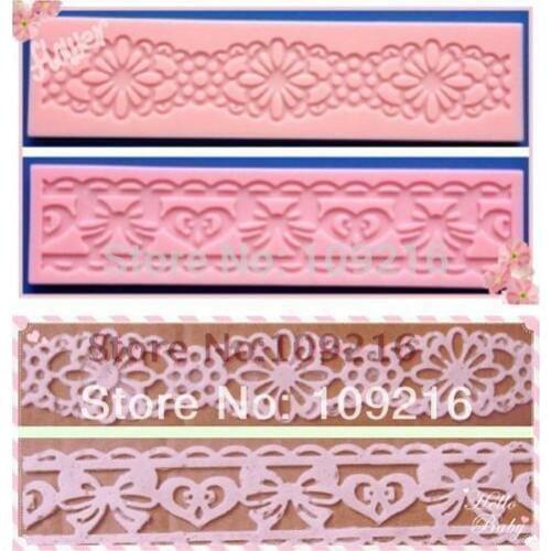 Wholesale!!2pcs/set Two Style Hollow Bud Silk Lace Silicone Handmade Fondant/Cake Decorating DIY Mold