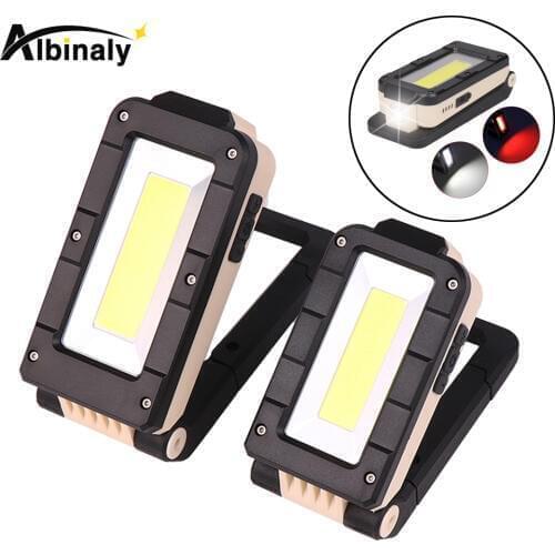USB Rechargeable COB Work light Portable LED Flashlight 180 degree adjustment Bottom with magnetic Suitable for camping