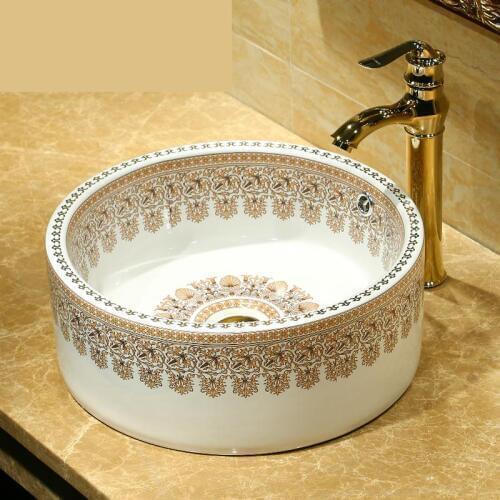 Rectangular Ceramic Painting Art Lavabo Bathroom Vessel Sinks Round Countertop wash basin china bathroom sinks ceramic washbasin