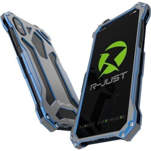 R-Just Gundam Metal Aluminum Case for iPhone 12 Promax Armor Case for iPhone Xs Xr 7Plus Xsmax Iphone 11 Promax Shockproof Cover