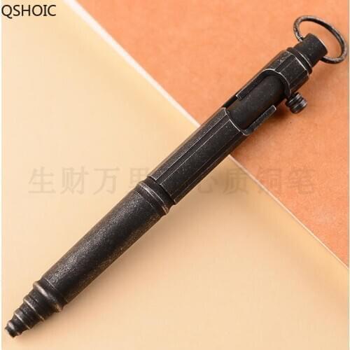 Luxury Gift Brass Ball Pen with Regular Box Packaging Metal Ballpoint Pen Pressed Copper Gun Bolt Stationery for School Gifts