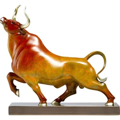 Tt2021 Pure Copper Cow Ornaments Lucky Head Cattle Turn Qiankun Zodiac Gift Office Arrogant Crafts