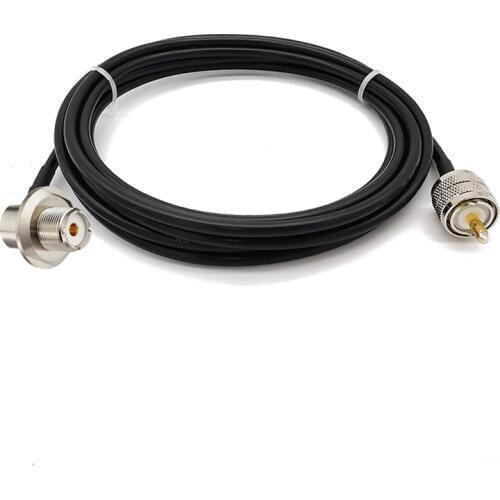 UHF SO239 Female Right Angle Bulkhead Mount to UHF PL259 Male LMR200 Cable for Vehicle Car SUV Truck CB Radio Ham Radio 1-15M