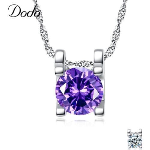 Vintage 8mm Zircon Women Necklace Korean Geometric Crystal Pendant Necklace Silver Color Chain Necklaces Women Kids Jewelry N23