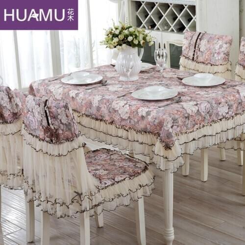 Grade fashion Top European style dining table cloth chair covers cushion chair cover rustic lace cloth set tablecloths