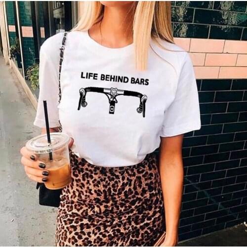Life Behind Bars Funny T Shirt Women Summer Short Sleeve Cotton Tshirt Women O-neck Camiseta Mujer White Tee Shirt Femme Top