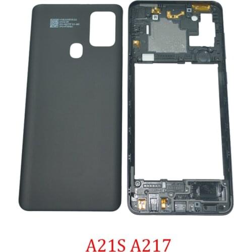 New Chassis Back Cover For Samsung A21s A217F A217M A217 Original Housing Bezel Middle Frame With Rear Panel Door With Adhesive