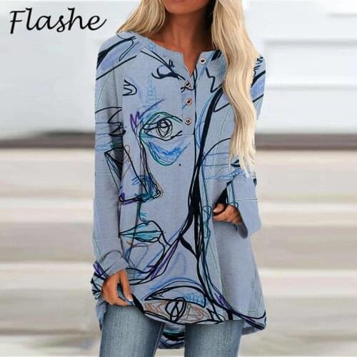 Spring Autumn Casual Shirt Women Button Tee Long Sleeve Print Tshirt Tops Female Elegant Pullover Women T Shirt Streetwear