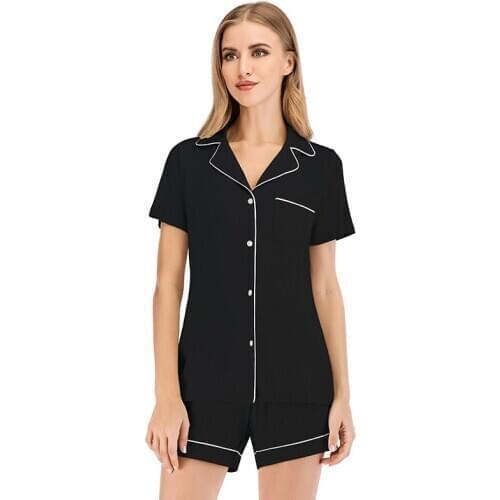 Maidy Ladies Pajama Sets Modal Shorts Short Sleeve Pajamas Set Women Turn-down Collar Summer Femme Sexy Lingerie Sleepwear S-XL